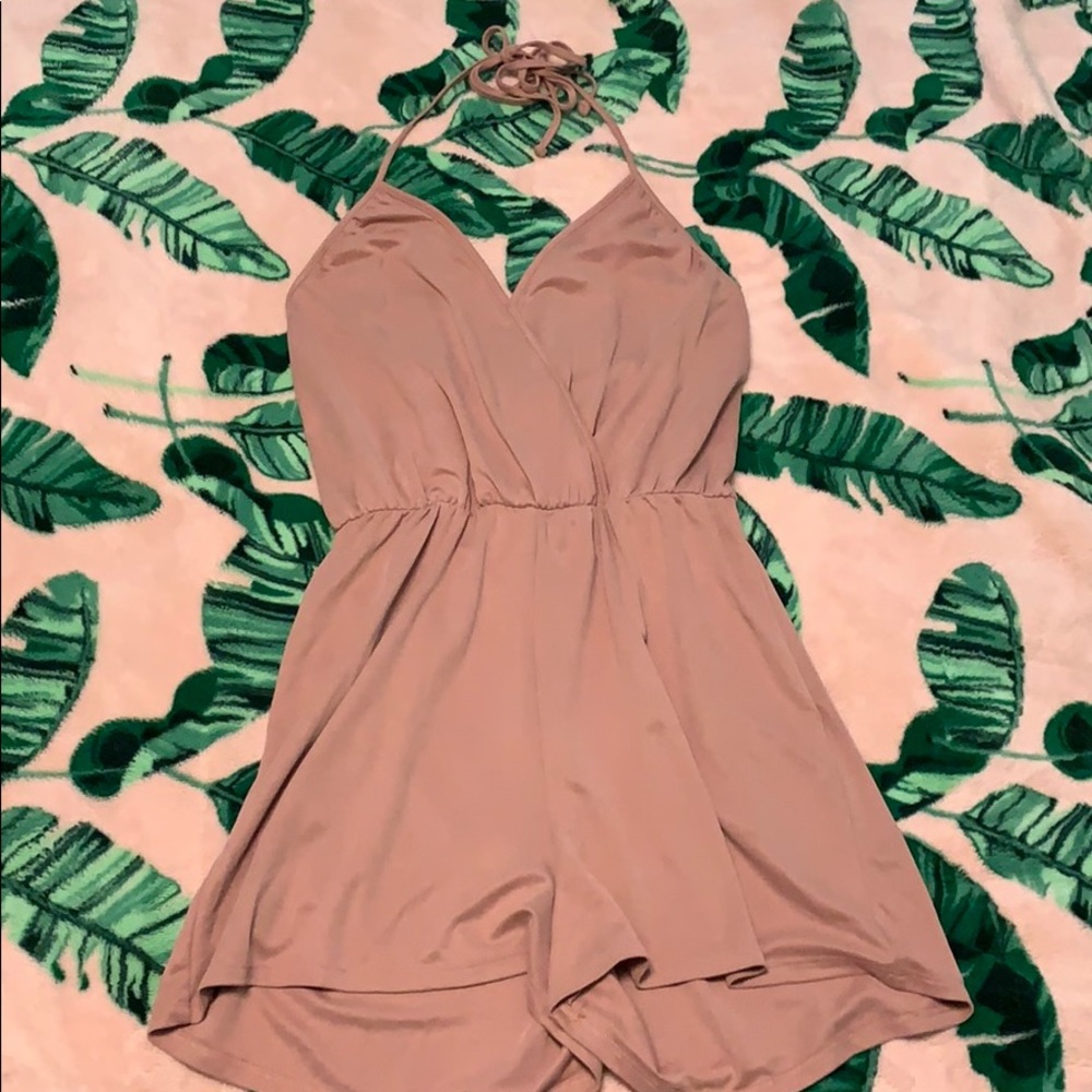Mauve Halter Tie Romper